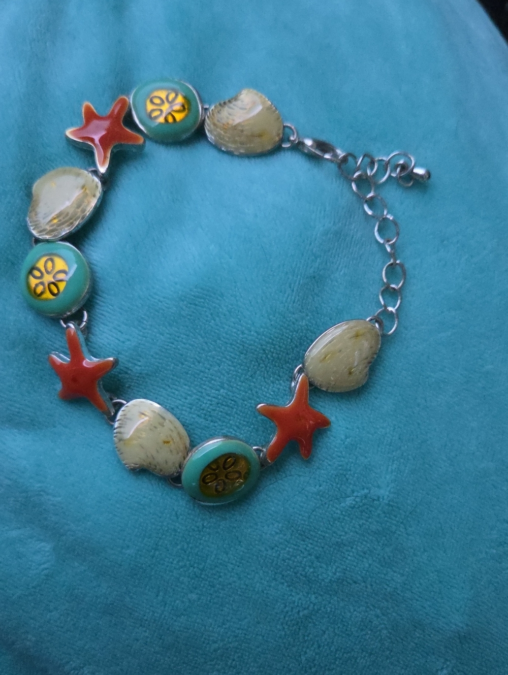 Coastal Enamel Seashell & Starfish Charm Bracelet.
